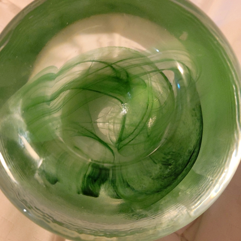 Kosta Boda Atoll Green Swirl Votive Candle Holder